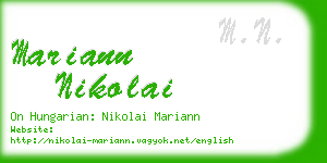 mariann nikolai business card